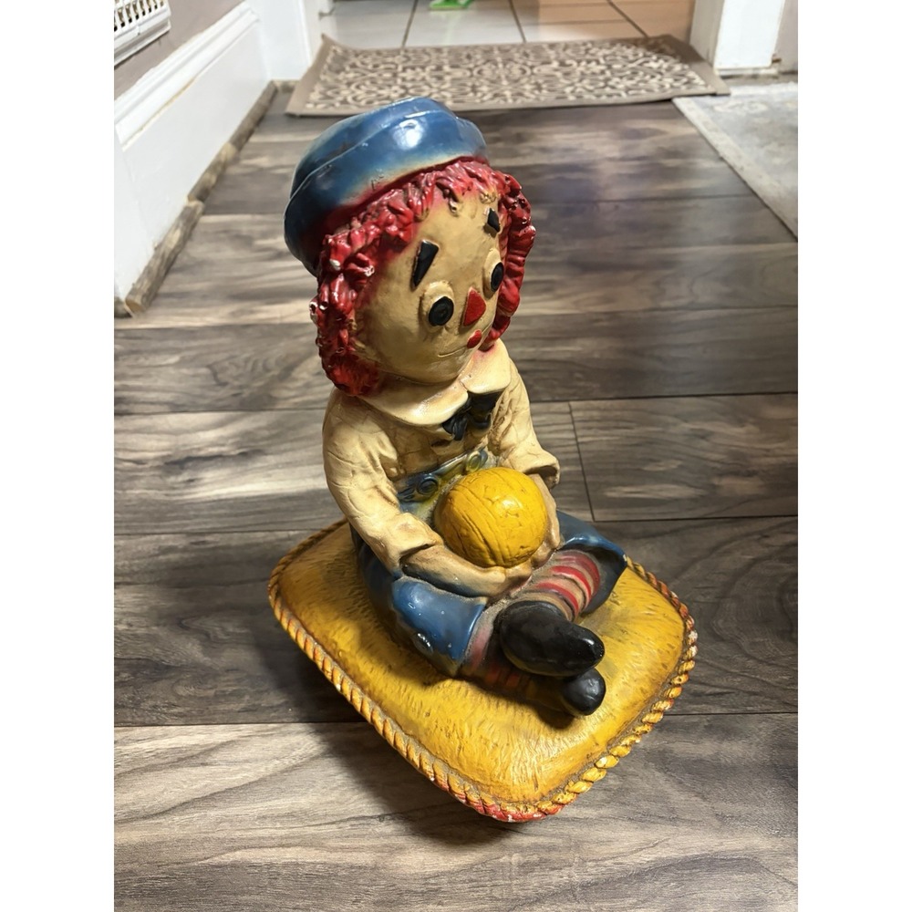 Rare Vintage 1973 Raggedy Ann & Andy Ball Chalkware Hydro Craft Room Decor 13"